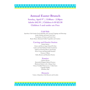 2023 Annual Easter Brunch Menu